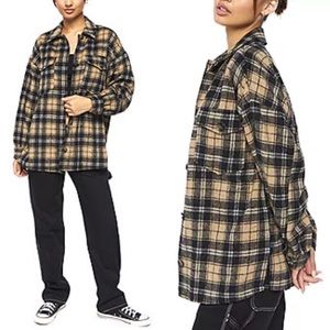 Forever 21 Pine Bark-Black Oversized Shirt Jacket